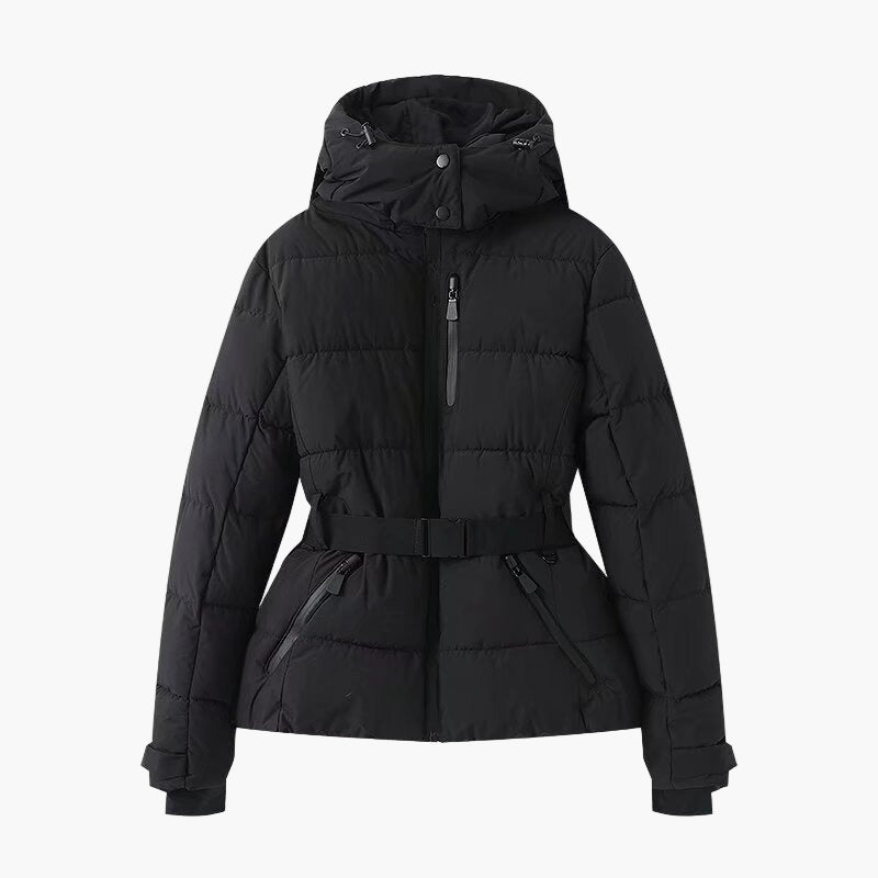 Women's Insulated Belted Puffer Jacket – Winter Water-Resistant Fashion Coat