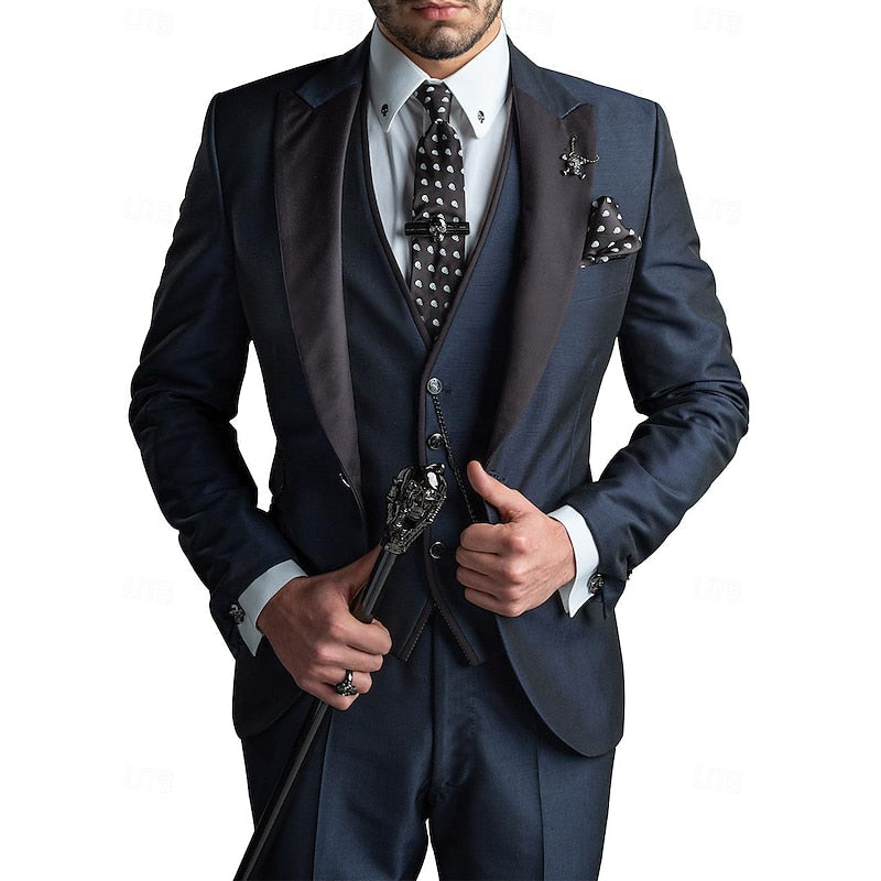 Men's 3-Piece Formal Business Suit Set – Classic Slim Fit, Modern Elegance, Versatile for Weddings & Office