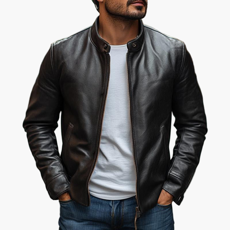 Men's Classic Slim Fit Stand Collar Jacket - Sophisticated Everyday Style