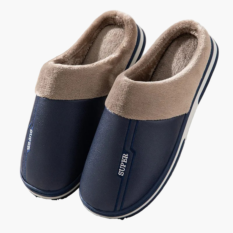 Men's Quilted Slip-On House Slippers with Thick Sole for Comfort and Warmth