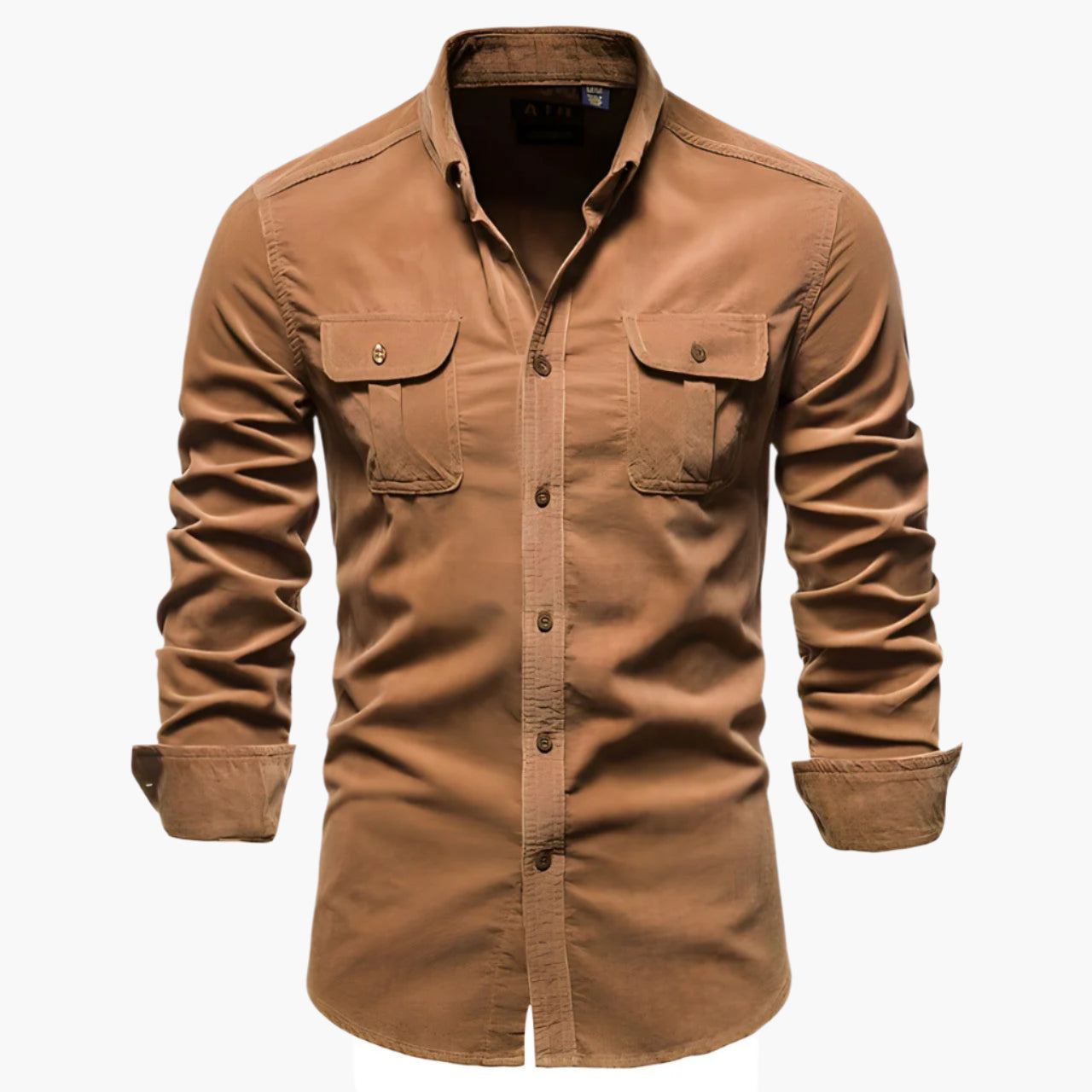 Men's Casual Button-Up Long Sleeve Shirt with Chest Pockets - Modern Versatile Style