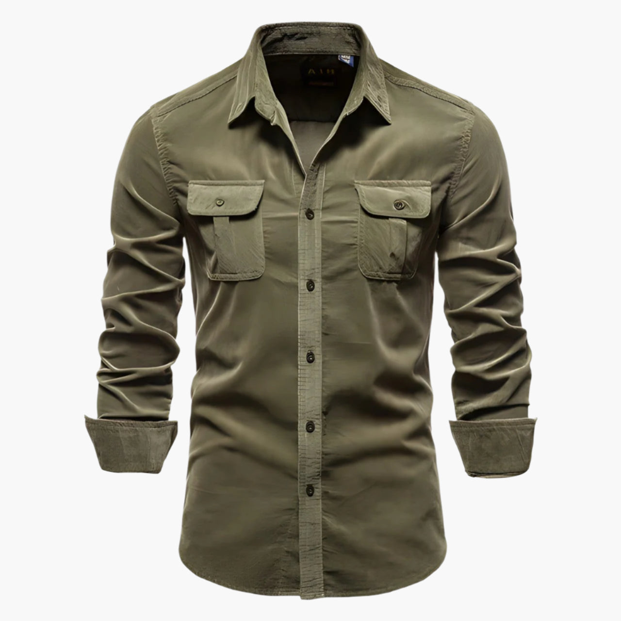 Men's Casual Button-Up Long Sleeve Shirt with Chest Pockets - Modern Versatile Style