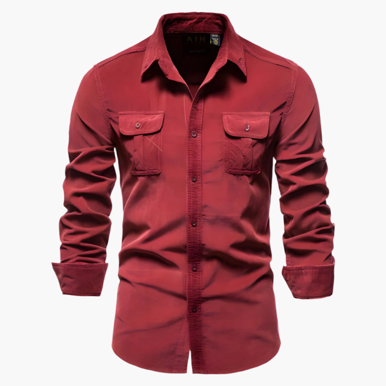 Men's Casual Button-Up Long Sleeve Shirt with Chest Pockets - Modern Versatile Style