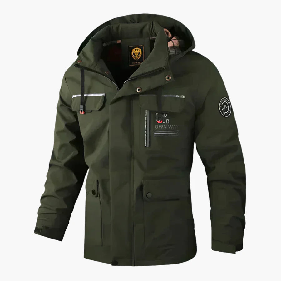 Men's Winter Outdoor Parka Jacket – Waterproof, Detachable Hood, Functional Pockets, Stylish Cold Weather Wear