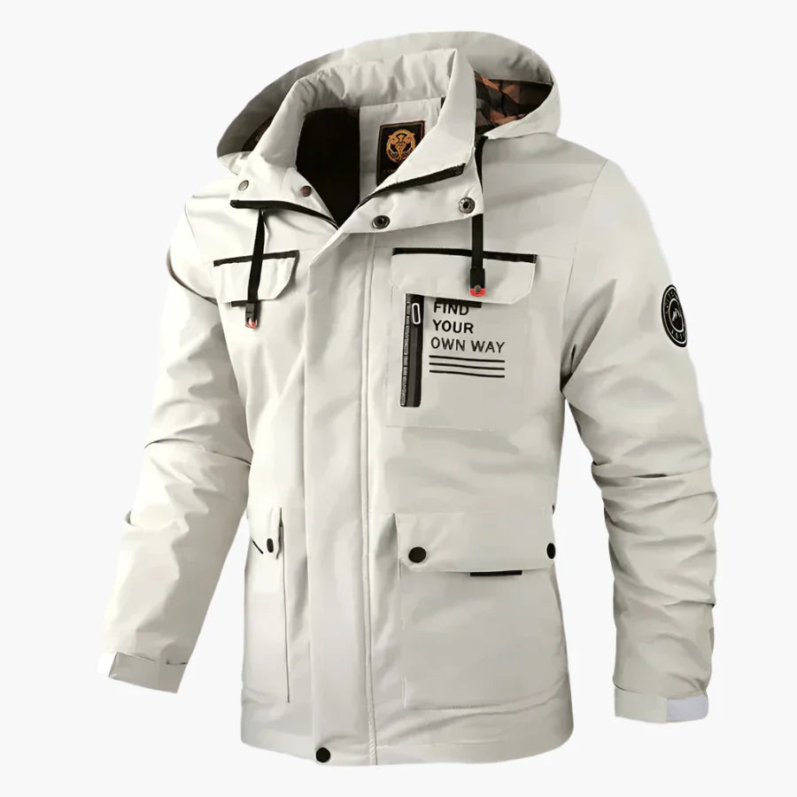 Men's Winter Outdoor Parka Jacket – Waterproof, Detachable Hood, Functional Pockets, Stylish Cold Weather Wear