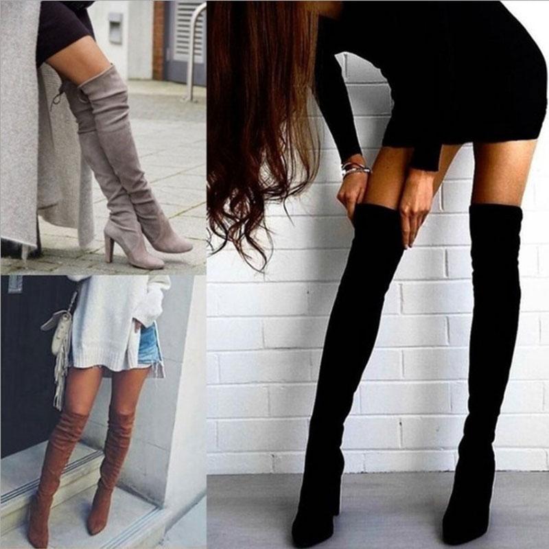 Women's Over-the-Knee High Heel Stretch Boots - Fashion Winter Style