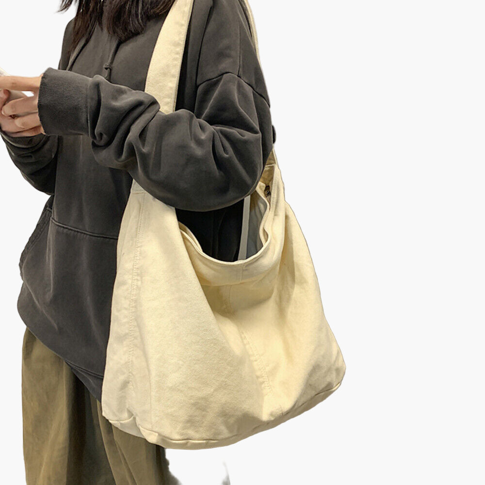 Women's Oversized Canvas Everyday Shoulder Bag – Casual Tote for Work, School & Outings