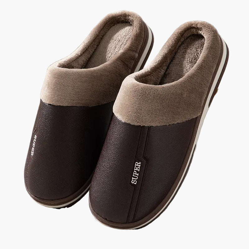 Men's Quilted Slip-On House Slippers with Thick Sole for Comfort and Warmth