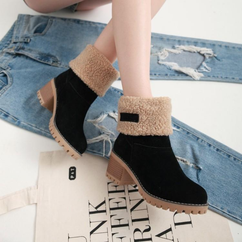 Women's Cozy Foldable Suede Winter Ankle Boots – Stylish All-Season Comfort