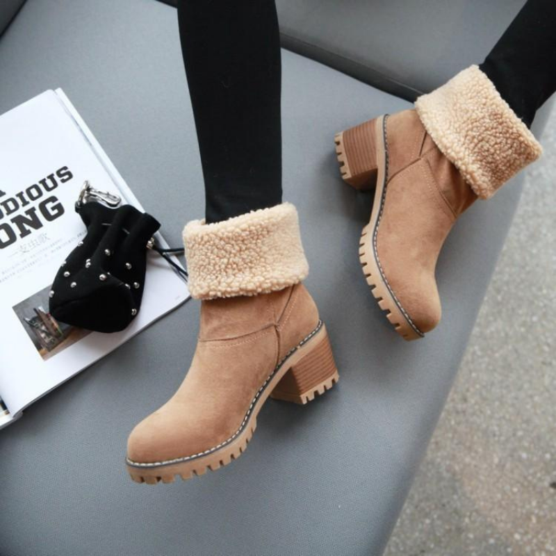 Women's Cozy Foldable Suede Winter Ankle Boots – Stylish All-Season Comfort