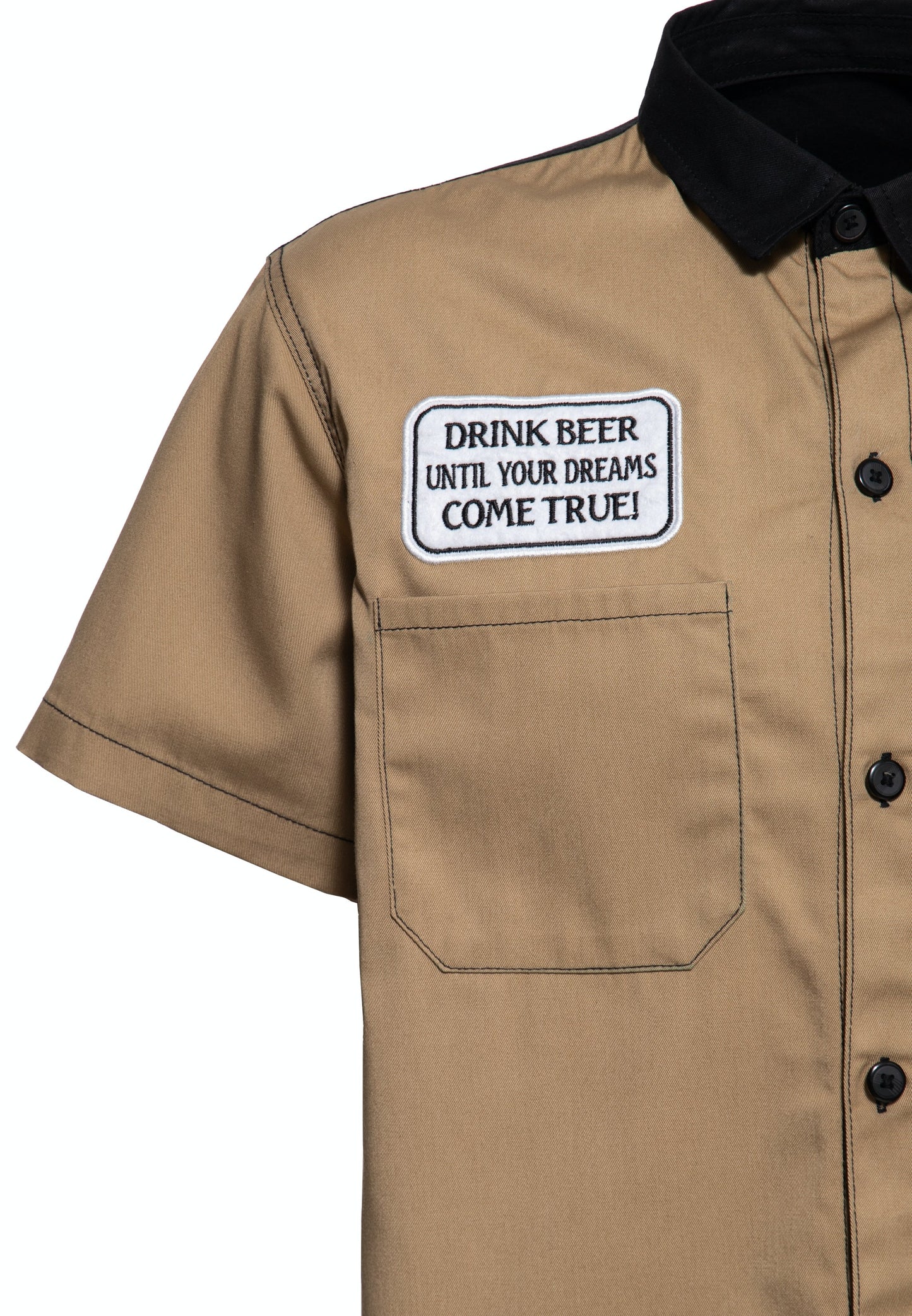 Clive – Men's Short Sleeve Workwear Shirt with Beer Motif