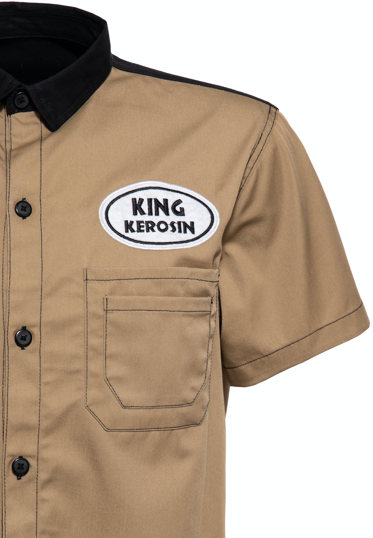 Clive – Men's Short Sleeve Workwear Shirt with Beer Motif