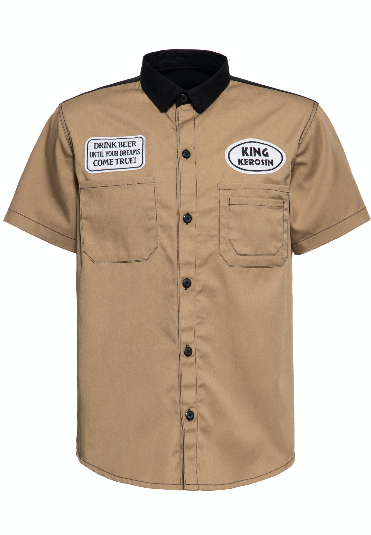 Clive – Men's Short Sleeve Workwear Shirt with Beer Motif