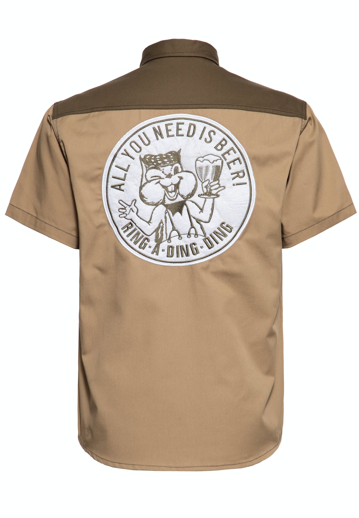 Clive – Men's Short Sleeve Workwear Shirt with Beer Motif