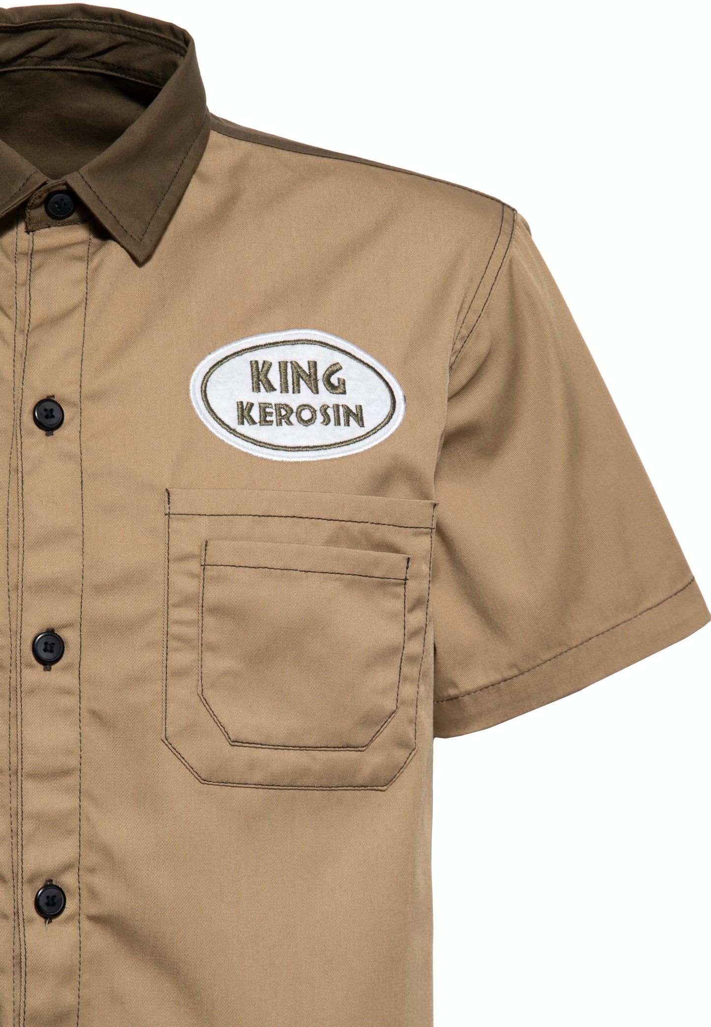 Clive – Men's Short Sleeve Workwear Shirt with Beer Motif