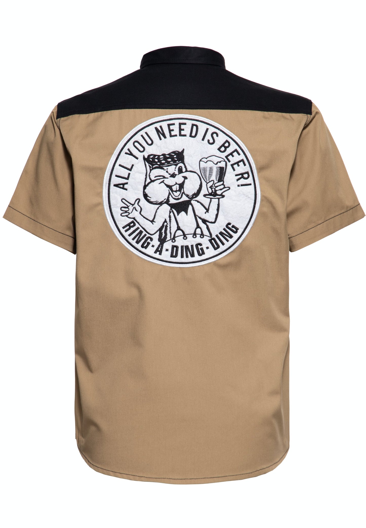 Clive – Men's Short Sleeve Workwear Shirt with Beer Motif