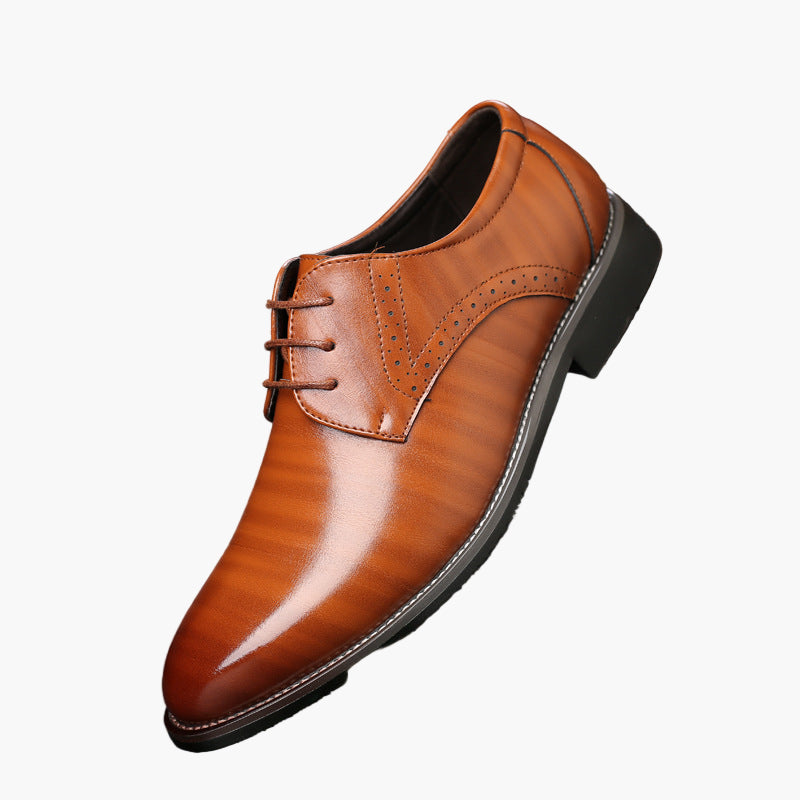 Men's Classic Derby Dress Shoes with Brogue Detailing – Formal and Casual Comfort
