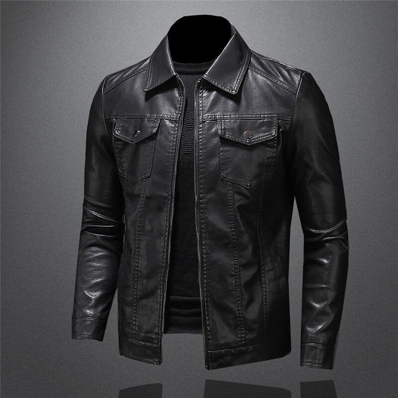 Men's Classic Faux Leather Jacket – Timeless Style for Casual and Formal Wear