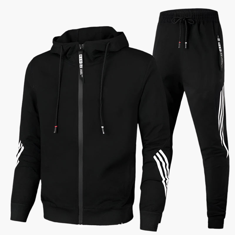 Men's Athletic Tracksuit Set – Sporty Hooded Jacket and Jogger Pants for Training and Leisure