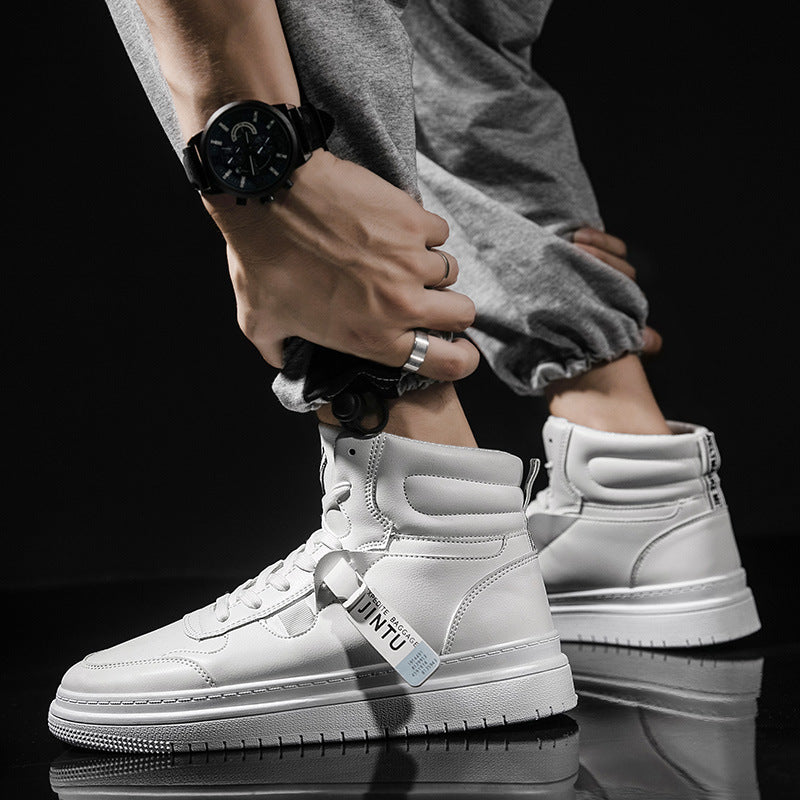 Bob – Korean Version of the Tide Men's White Short Boots