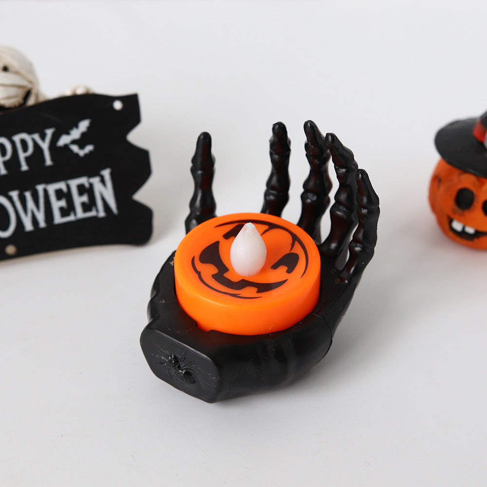 Halloween Skeleton Hand LED Candle Decoration for Spooky Parties and Haunted Houses