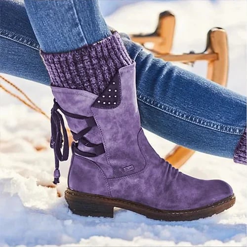 Women's Winter Mid-Calf Vintage Boots for Outdoor Comfort and Style