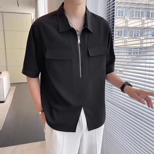 Terence – Short Sleeve Workwear Shirt with Half Zipper
