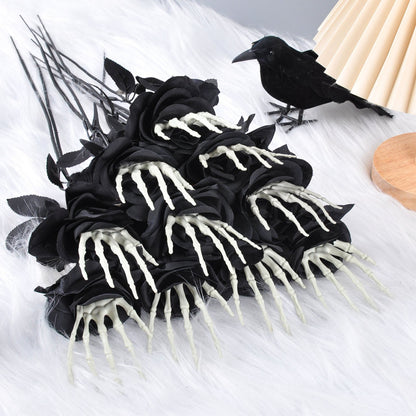 Halloween Skeleton Hand Rose Bouquet Decoration for Spooky Parties and Haunted House
