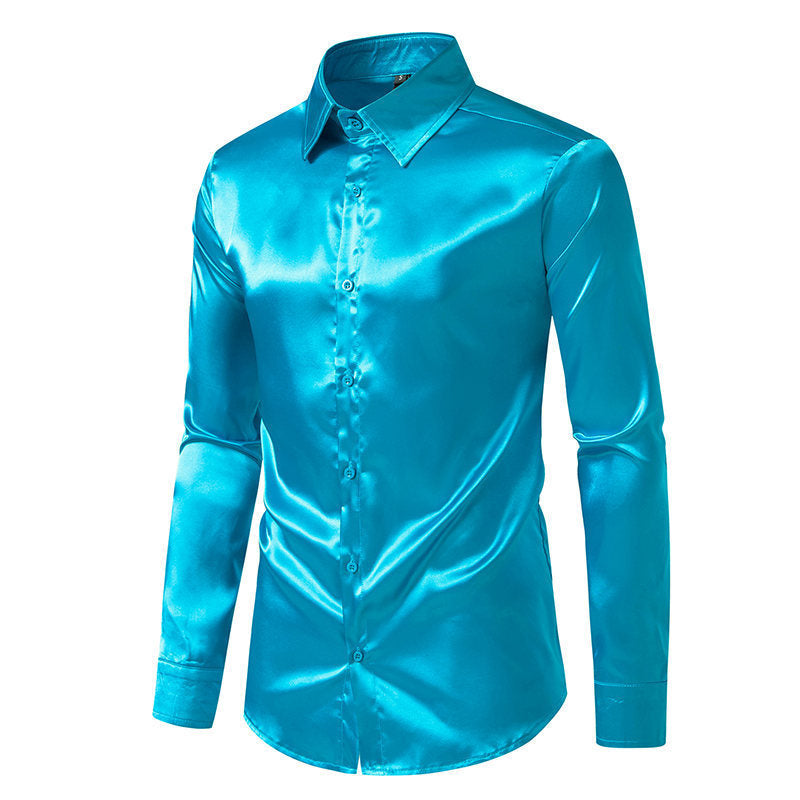Elliot – Men's Satin Solid Color Glossy Shirt