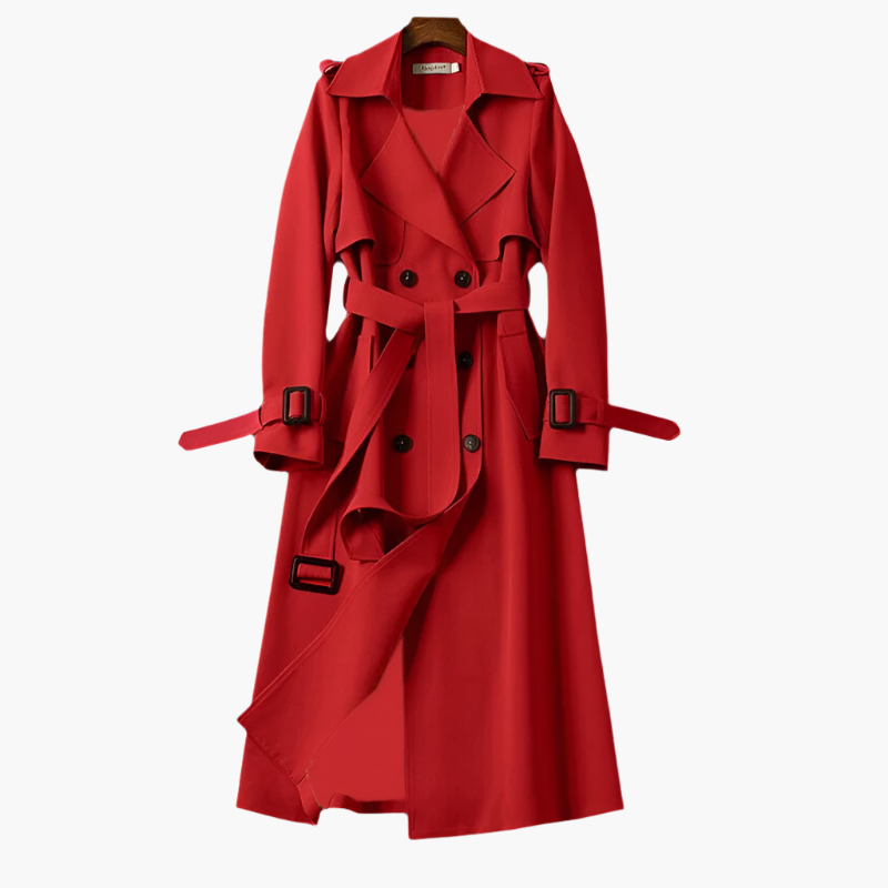 Women's Elegant Double-Breasted Long Trench Coat – Classic Style for Versatile Occasions