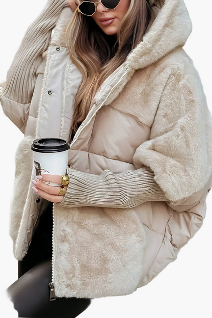 Women's Winter Faux Fur Hooded Puffer Jacket – Cozy Outdoor Fashion for Cold Weather