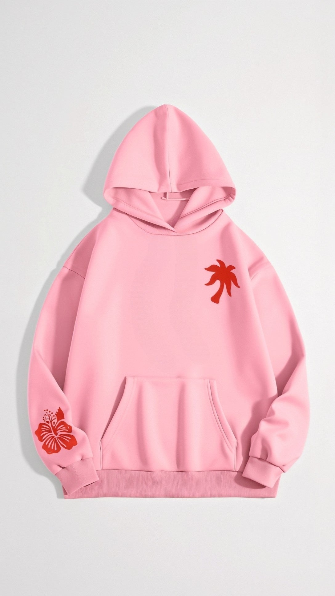 Women's Tropical Embroidered Oversized Hoodie – Casual Relaxed Fit Pullover