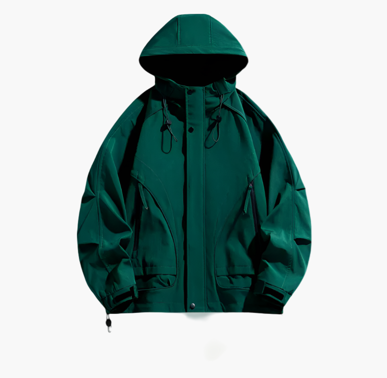 Men's Waterproof Windbreaker Outdoor Jacket – Lightweight Hooded Shell for Casual & Active Wear