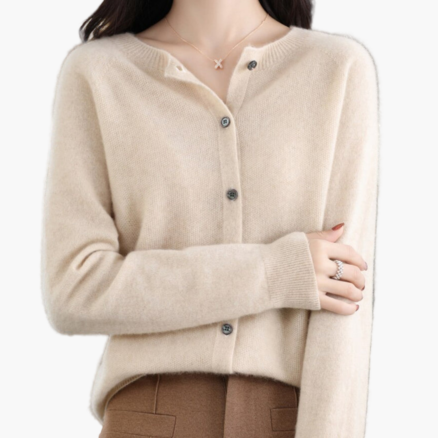 Women's Classic O-Neck Button-Down Cardigan Sweater – Elegant Everyday Layer