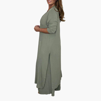 Women's Two-Piece Casual Longline Pantsuit – Relaxed Fit, Modern Versatile Outfit for Everyday and Events