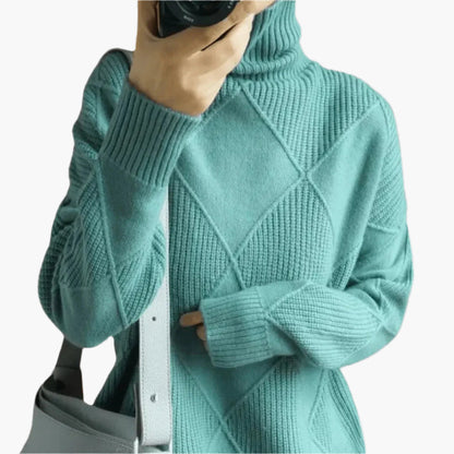 Women's Elegant Turtleneck Sweater with Textured Knit - Stylish Casual or Office Wear