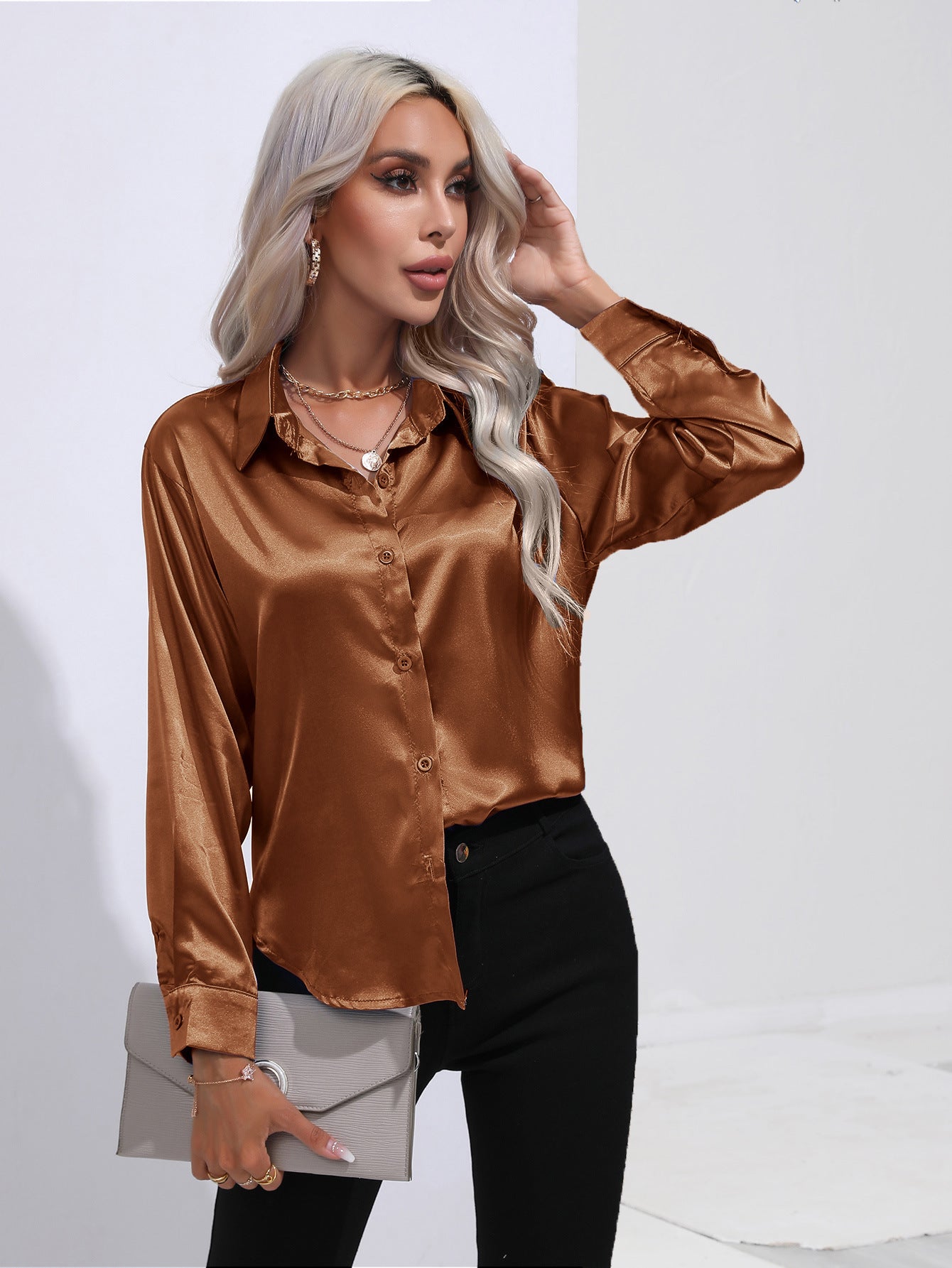 Harriet – Elegant Women's Satin Shirt