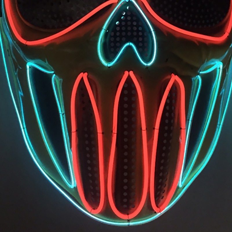 Halloween LED Skull Mask for Men and Women – Spooky Neon Light Up Costume Accessory