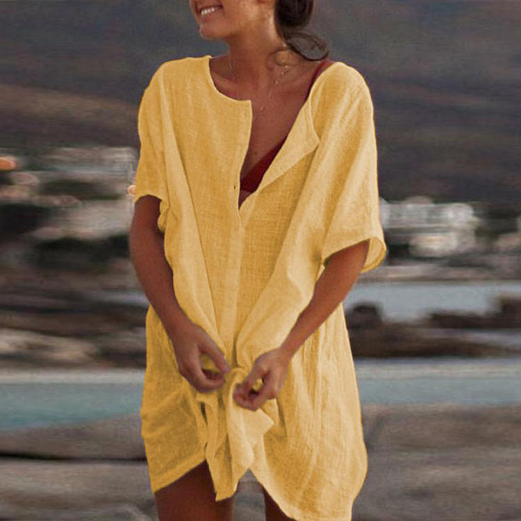 Amanda – Loose Collarless Shirt