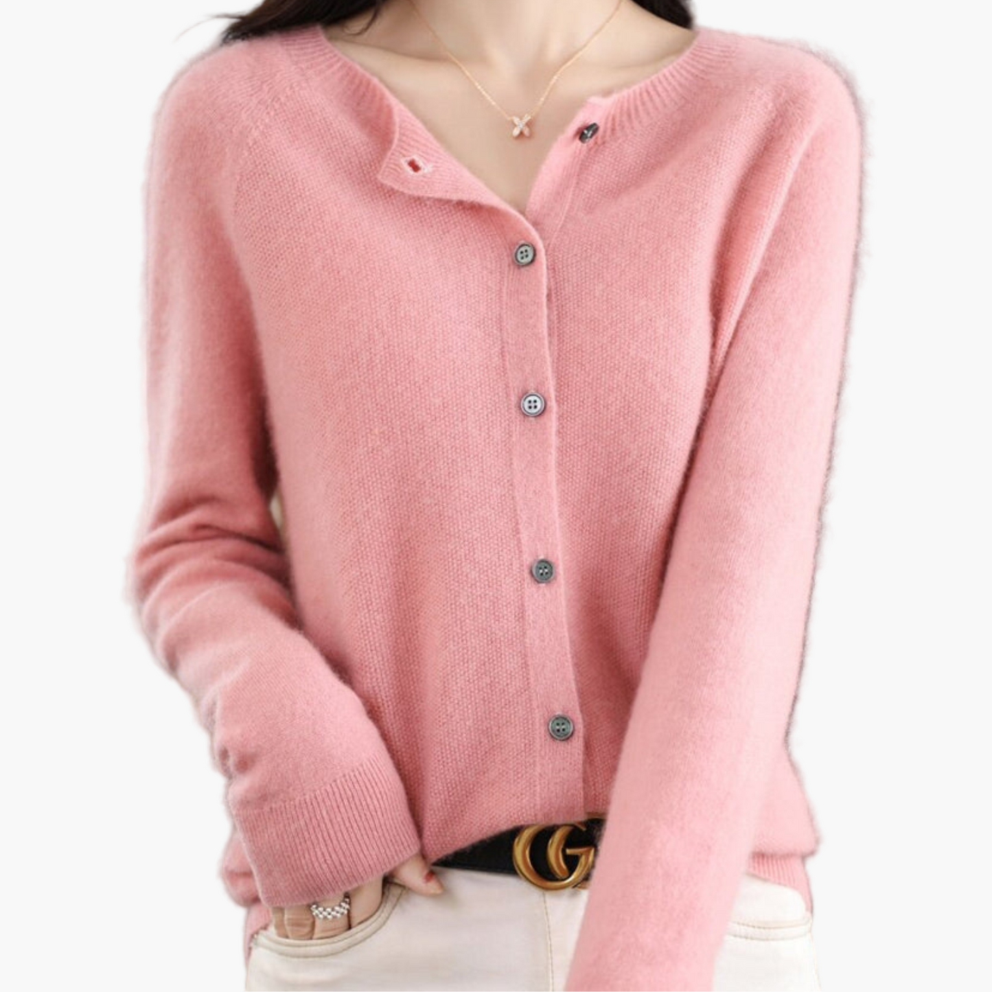 Women's Classic O-Neck Button-Down Cardigan Sweater – Elegant Everyday Layer