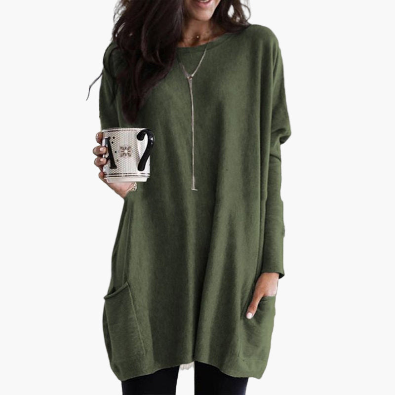 Women's Long Sweater Casual Loose Fit Pullover with Pockets