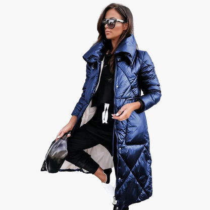 Women's Quilted Long Puffer Parka – Elegant Winter Outdoor Coat