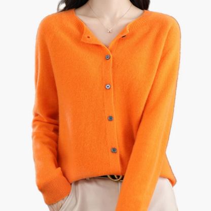 Women's Classic O-Neck Button-Down Cardigan Sweater – Elegant Everyday Layer