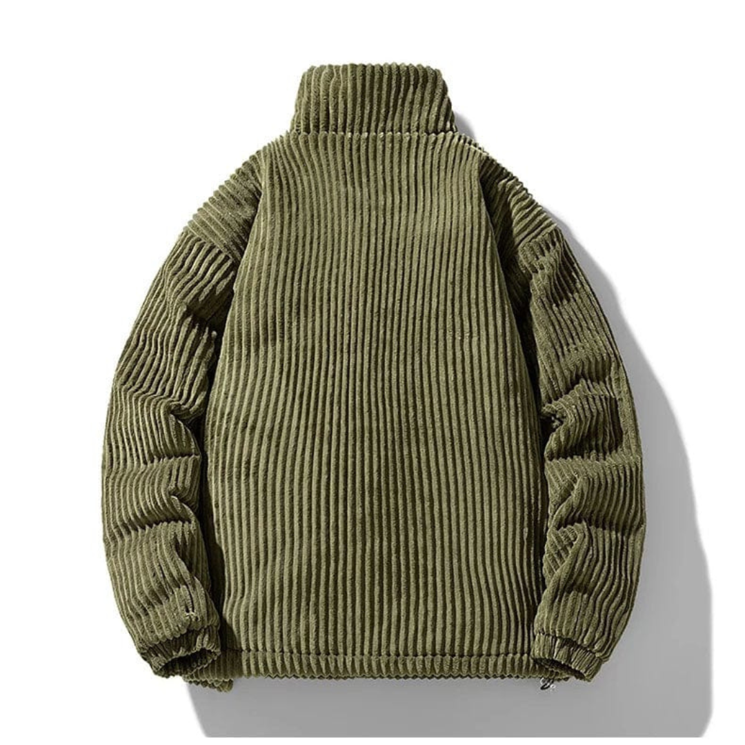 Men's Corduroy Puffer Jacket – Casual Winter Stand Collar Outerwear