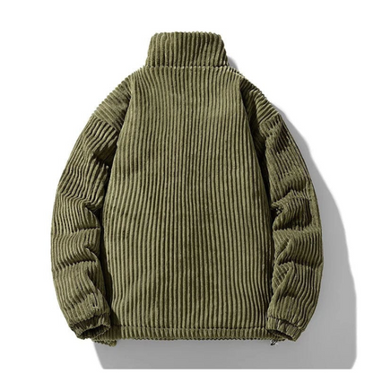 Men's Corduroy Puffer Jacket – Casual Winter Stand Collar Outerwear