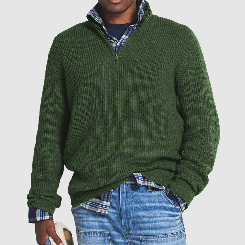 Men's Business Casual Quarter-Zip Knit Pullover Sweater – Classic Style for Office and Everyday Wear
