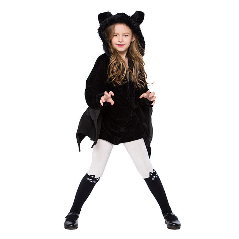 Kids' Halloween Bat Costume Cape with Hood – Unisex Halloween Dress Up Outfit