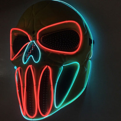 Halloween LED Skull Mask for Men and Women – Spooky Neon Light Up Costume Accessory