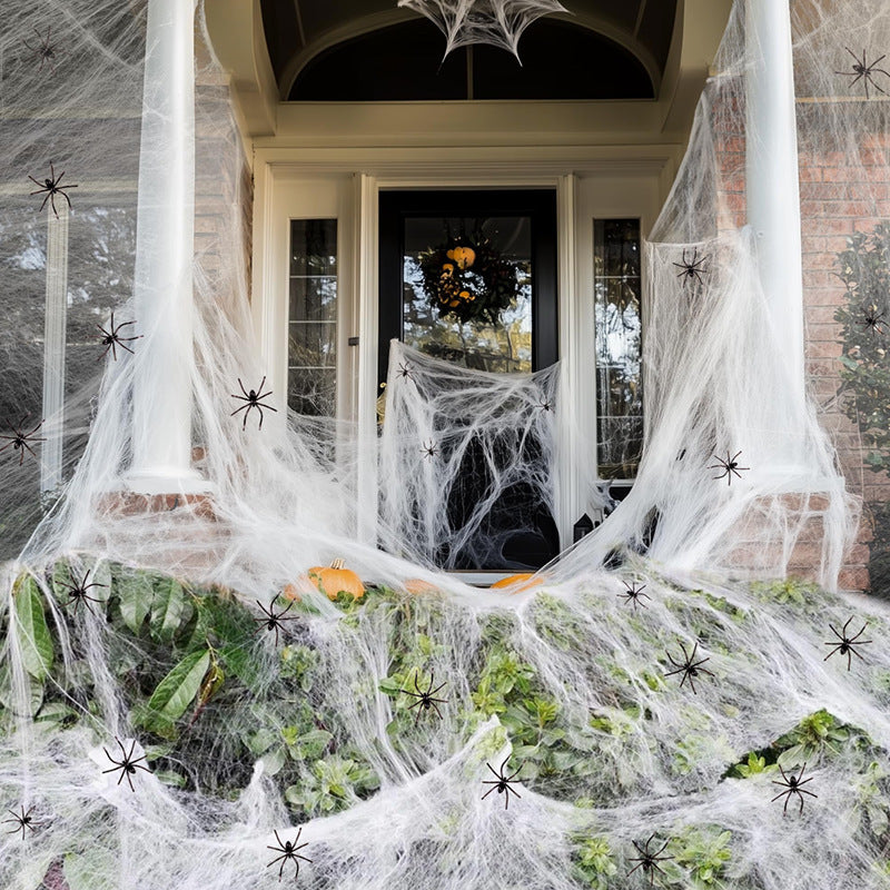 Halloween Spider Web Decoration with Fake Spiders for Outdoor and Indoor Haunted House Parties