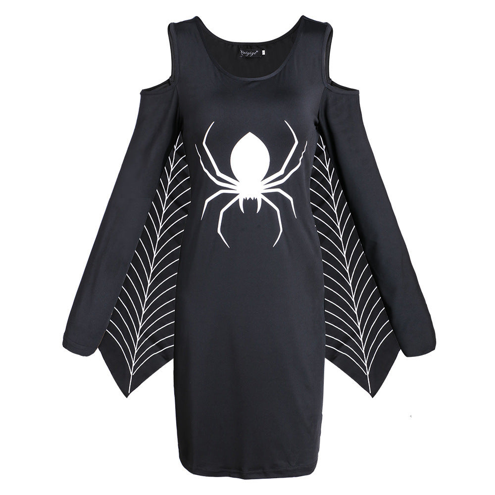 Women's Halloween Spider Web Witch Costume Dress Plus Size - Fun Party Outfit